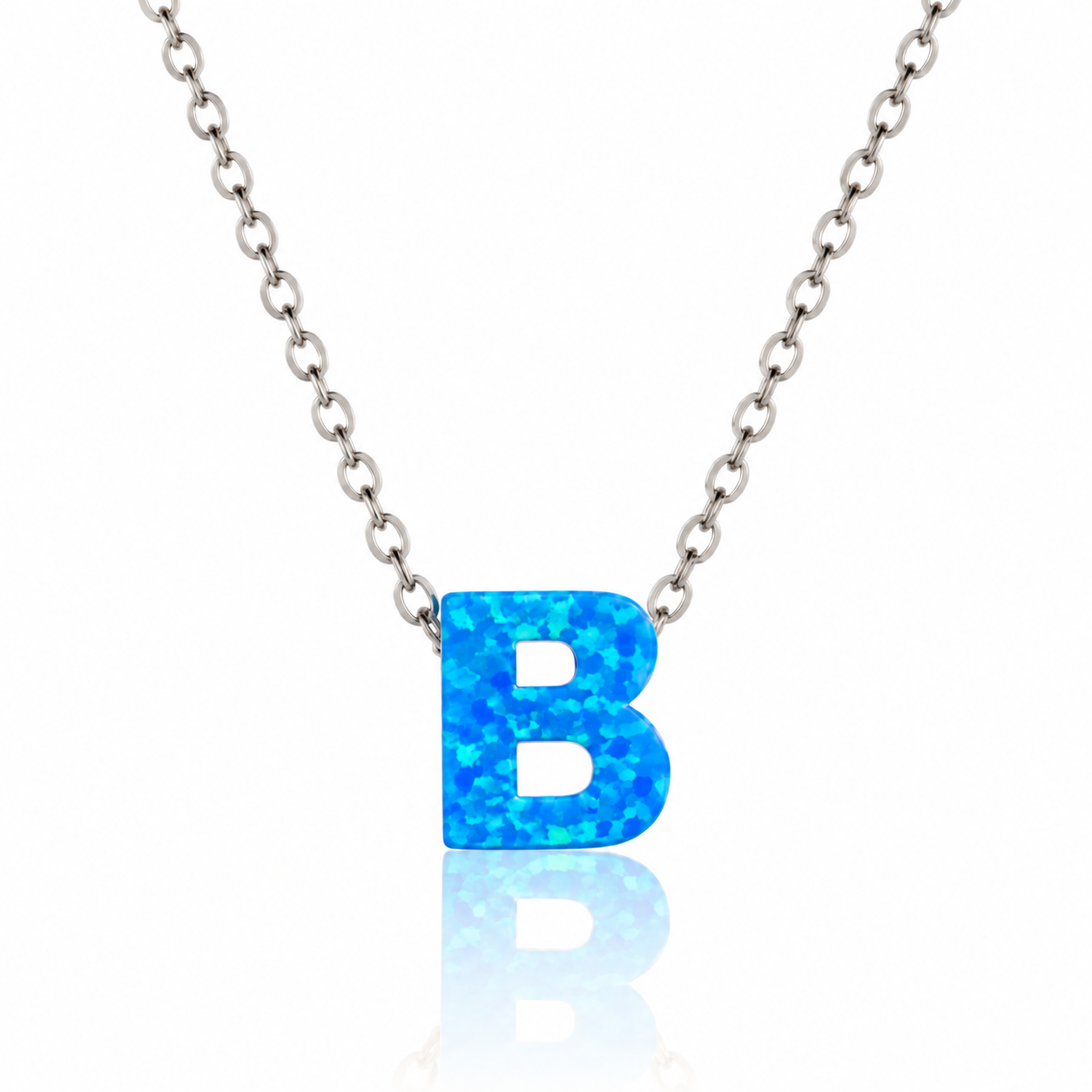 OPALO AZUL INITIAL NECKLACE