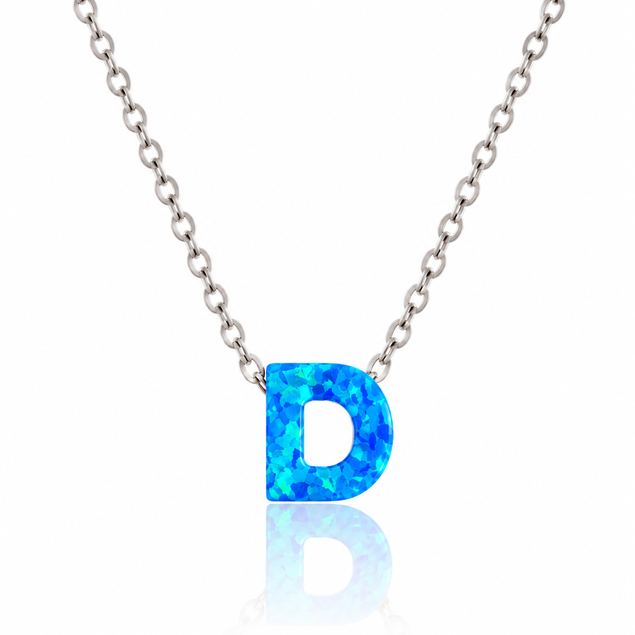 OPALO AZUL INITIAL NECKLACE