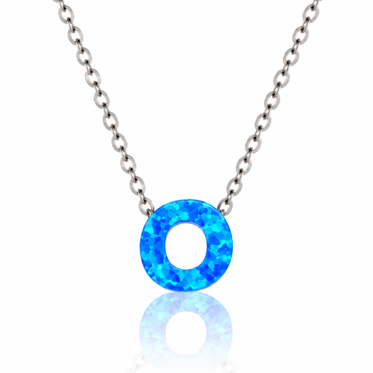 OPALO AZUL INITIAL NECKLACE