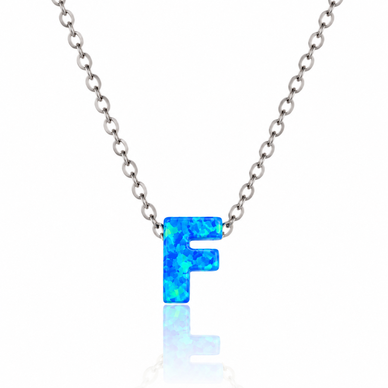 OPALO AZUL INITIAL NECKLACE