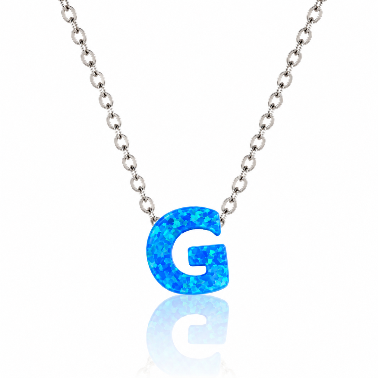 OPALO AZUL INITIAL NECKLACE
