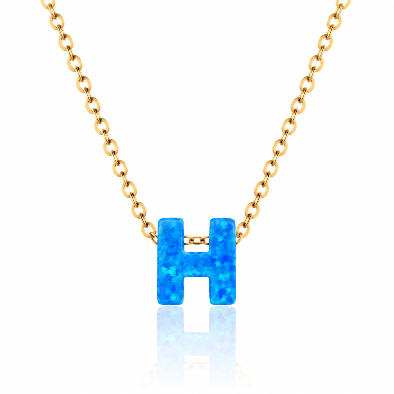 OPALO AZUL INITIAL NECKLACE