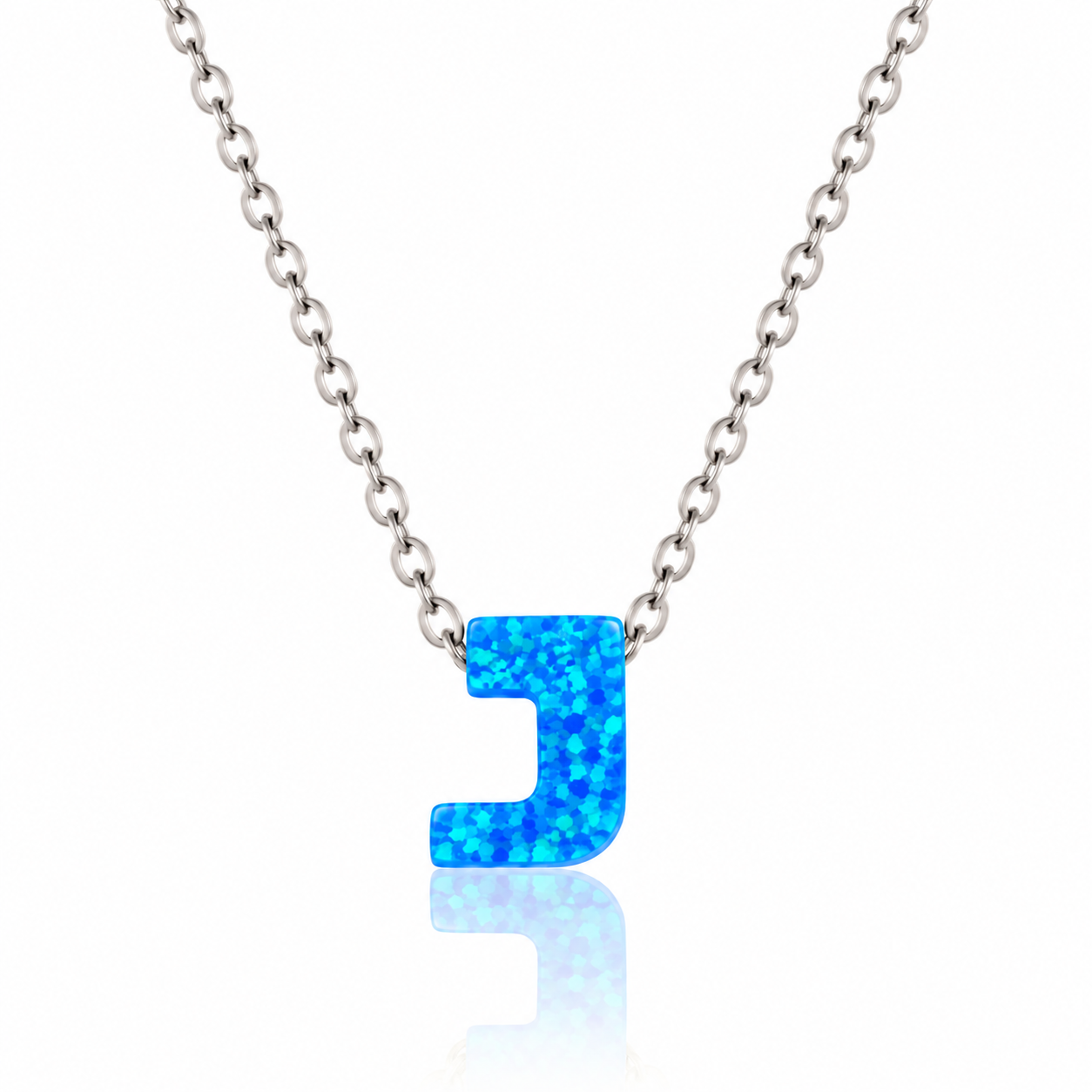 OPALO AZUL INITIAL NECKLACE