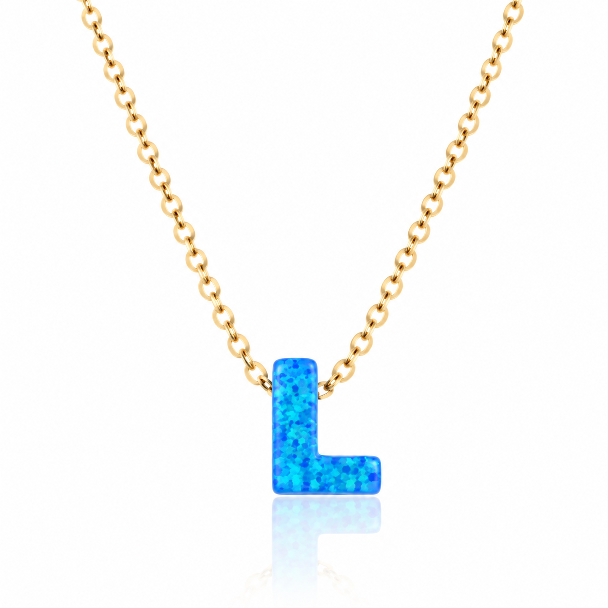 OPALO AZUL INITIAL NECKLACE
