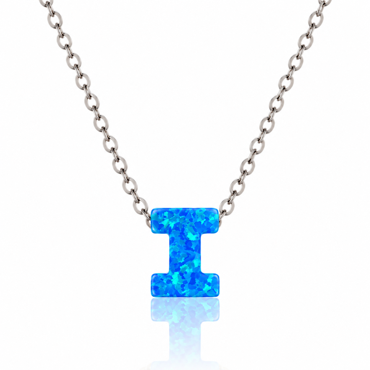 OPALO AZUL INITIAL NECKLACE