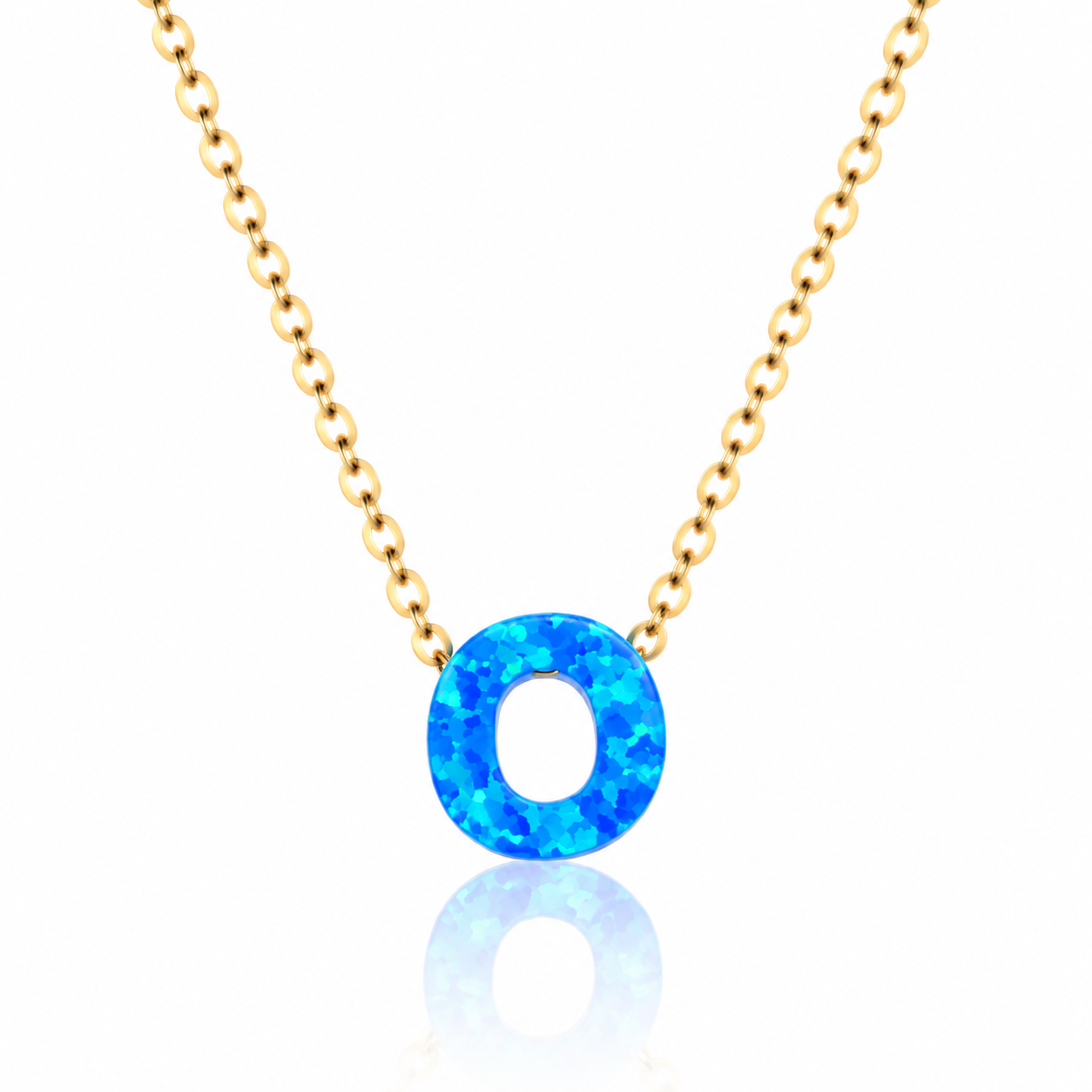 OPALO AZUL INITIAL NECKLACE