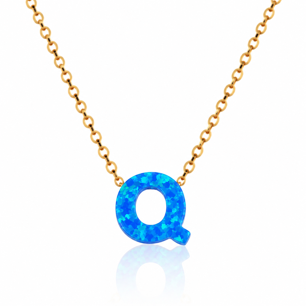 OPALO AZUL INITIAL NECKLACE