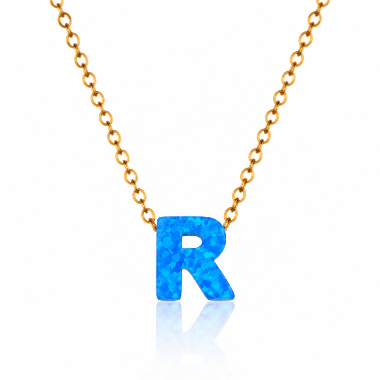 OPALO AZUL INITIAL NECKLACE