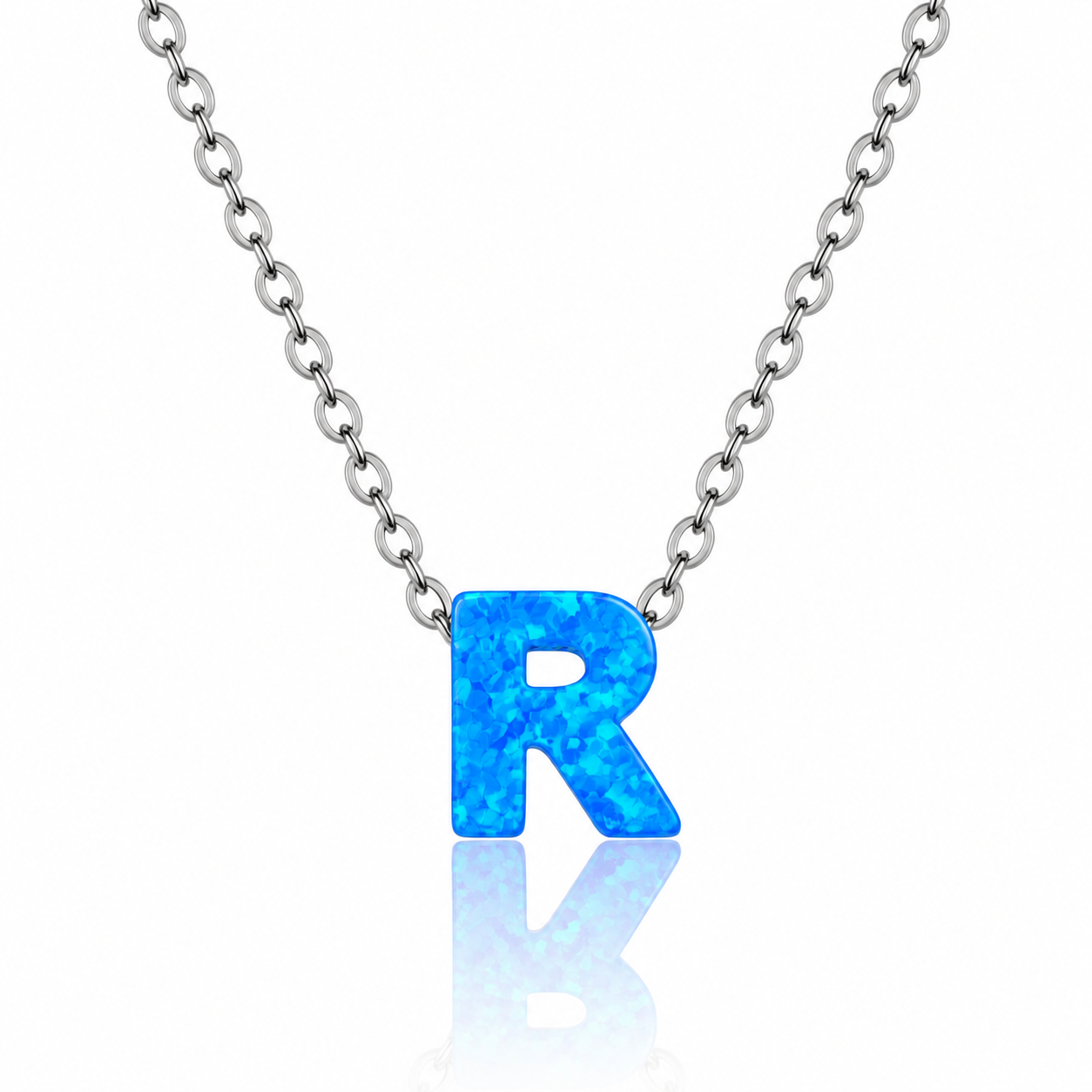 OPALO AZUL INITIAL NECKLACE