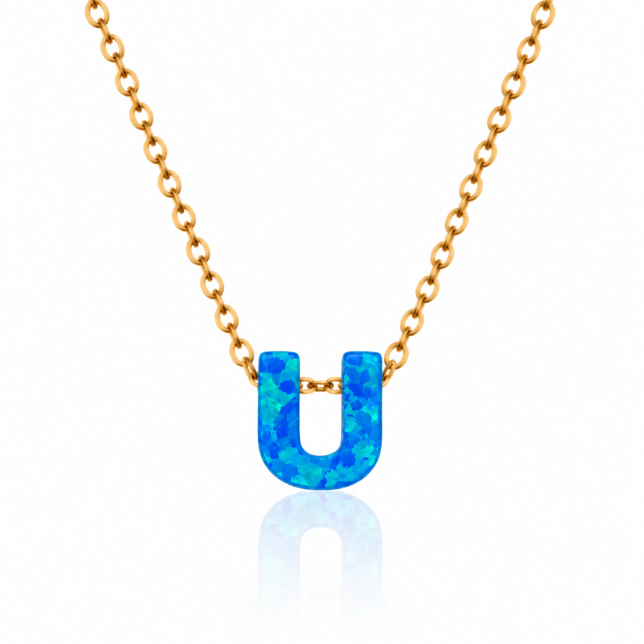OPALO AZUL INITIAL NECKLACE