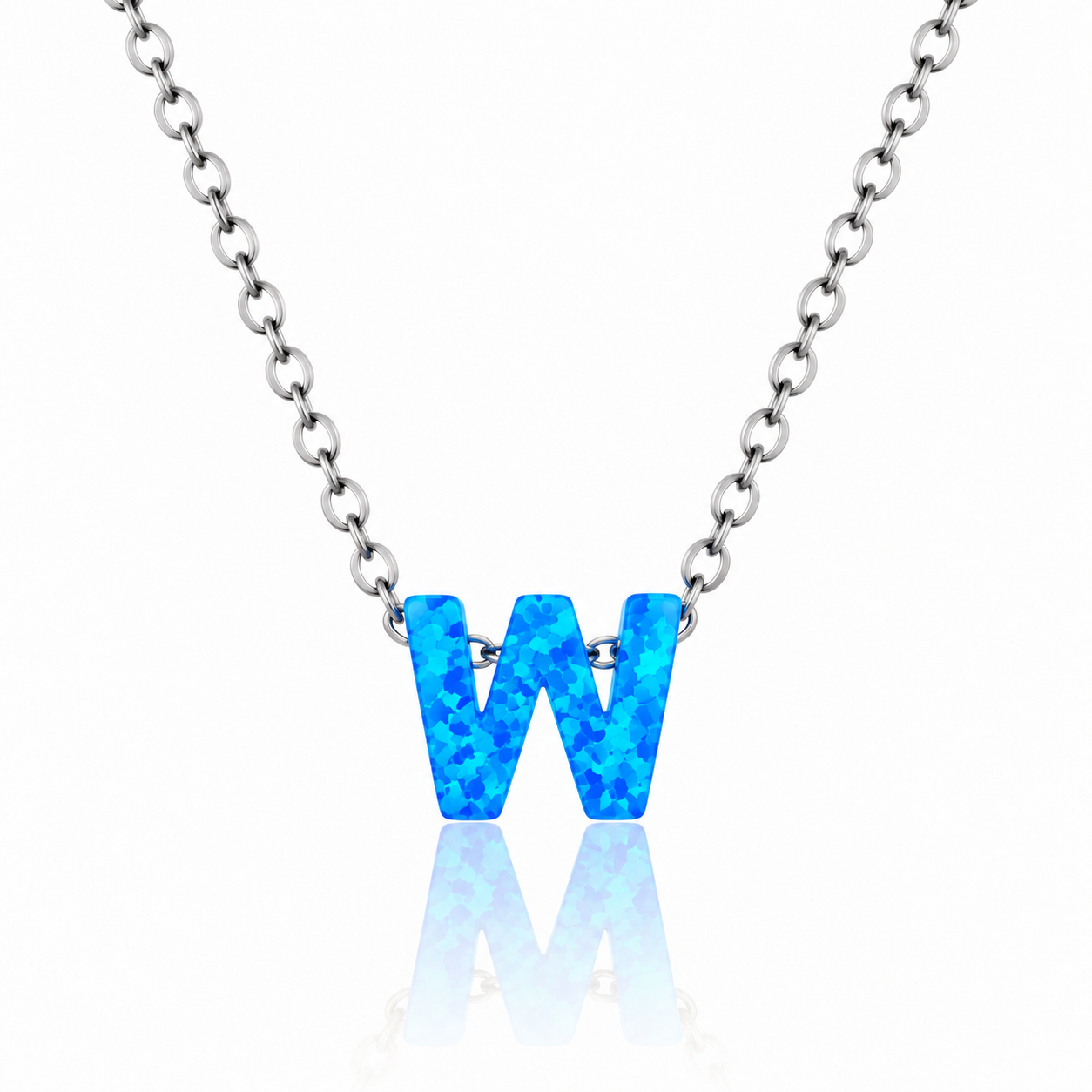 OPALO AZUL INITIAL NECKLACE