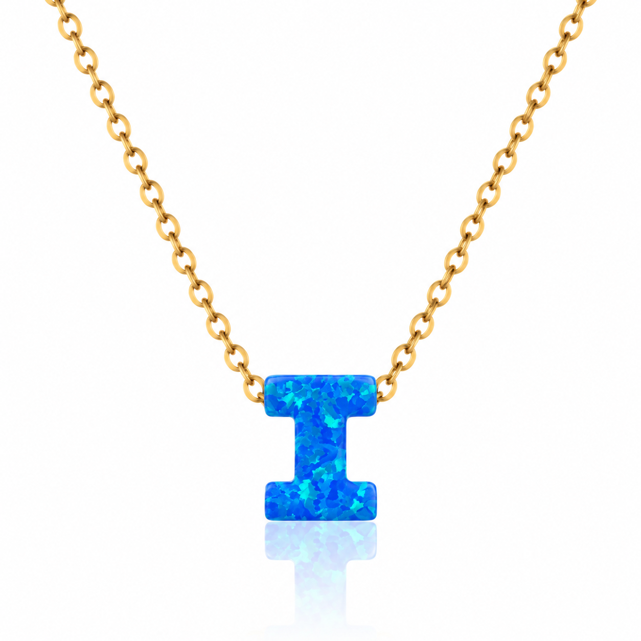 OPALO AZUL INITIAL NECKLACE