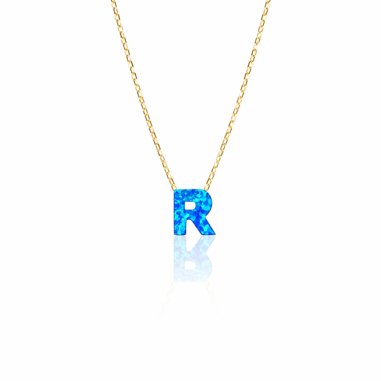 OPALO AZUL INITIAL NECKLACE