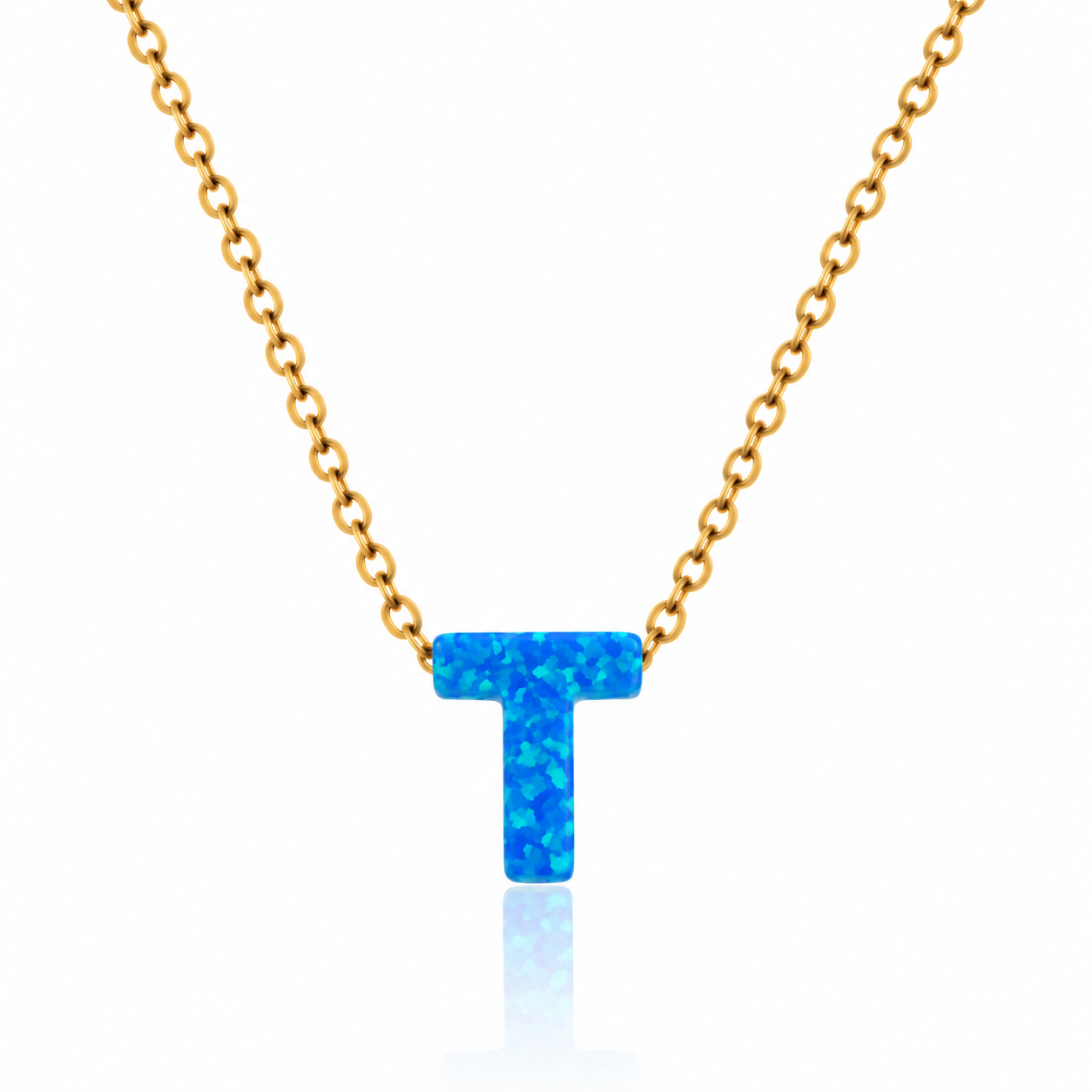 OPALO AZUL INITIAL NECKLACE