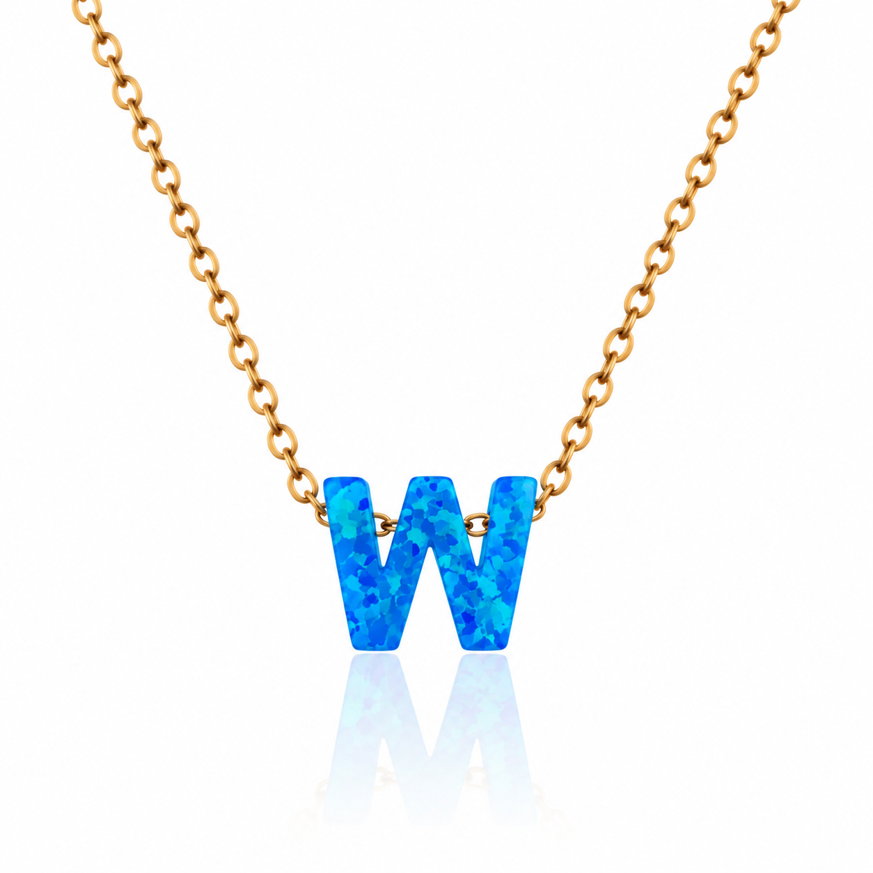OPALO AZUL INITIAL NECKLACE