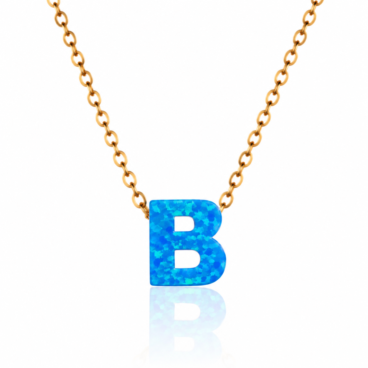 OPALO AZUL INITIAL NECKLACE