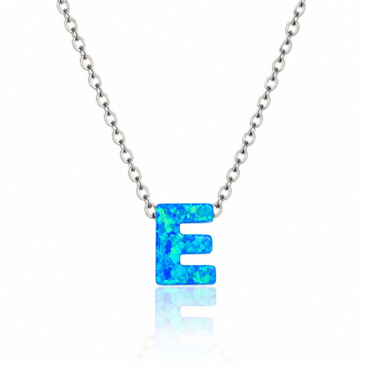 OPALO AZUL INITIAL NECKLACE
