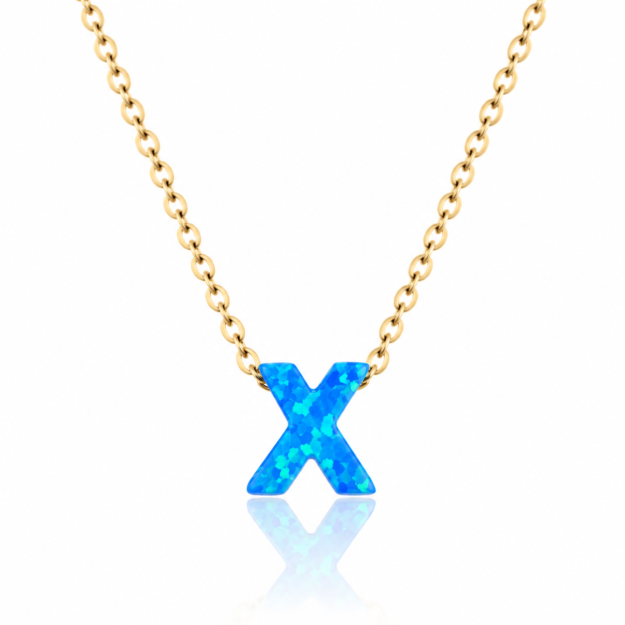 OPALO AZUL INITIAL NECKLACE