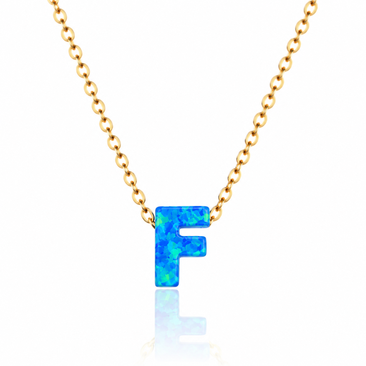 OPALO AZUL INITIAL NECKLACE