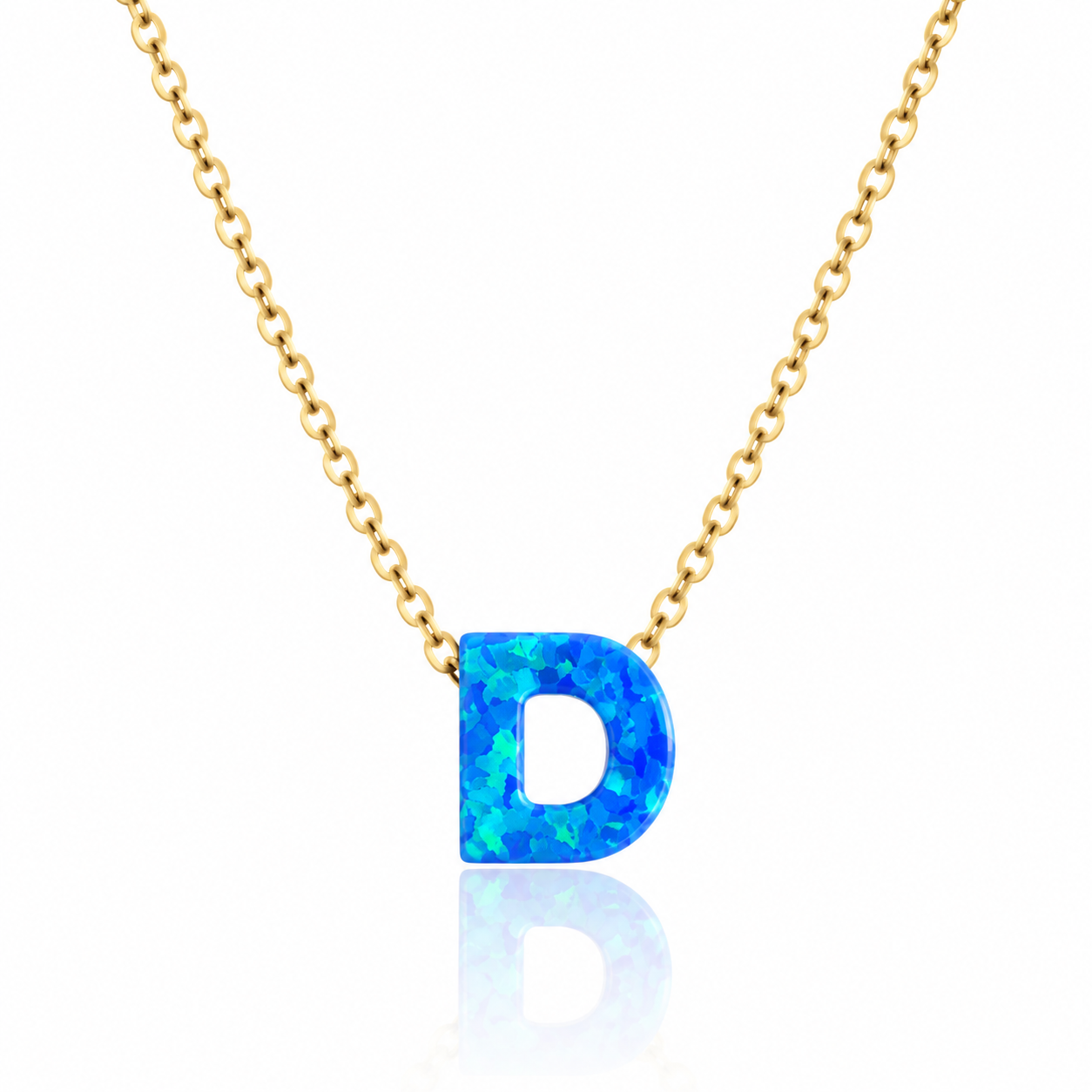 OPALO AZUL INITIAL NECKLACE
