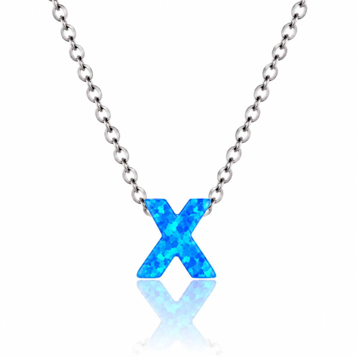 OPALO AZUL INITIAL NECKLACE