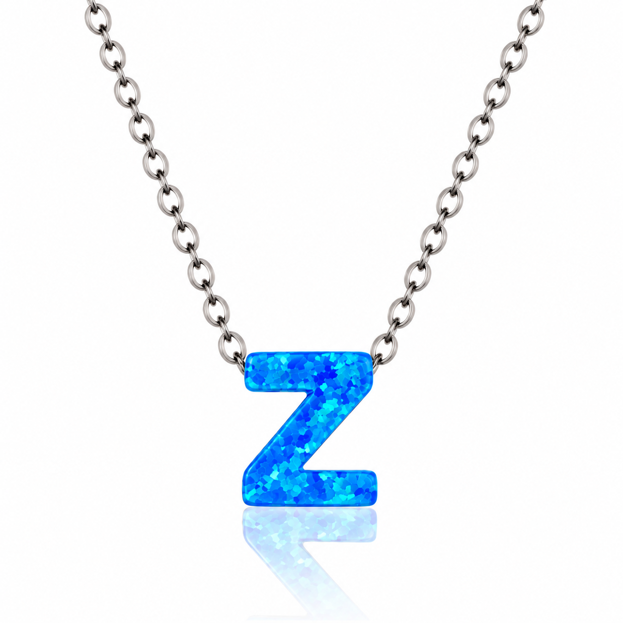 OPALO AZUL INITIAL NECKLACE
