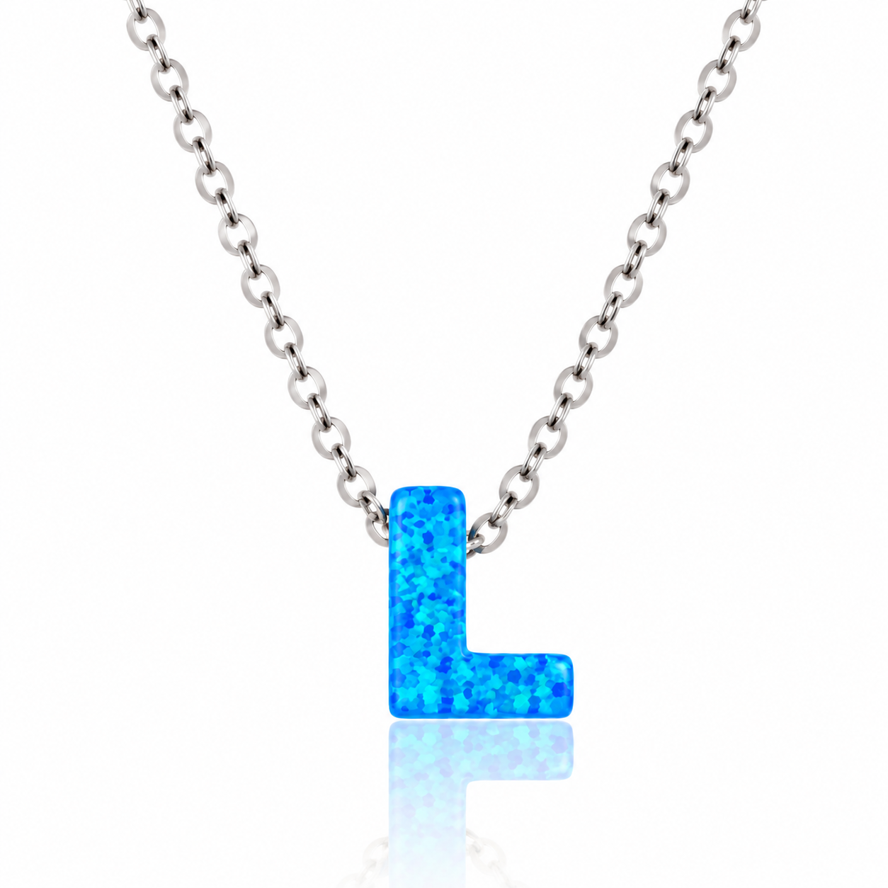OPALO AZUL INITIAL NECKLACE