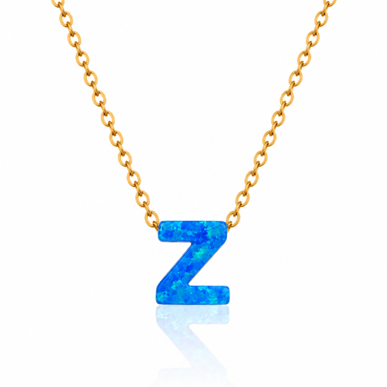 OPALO AZUL INITIAL NECKLACE