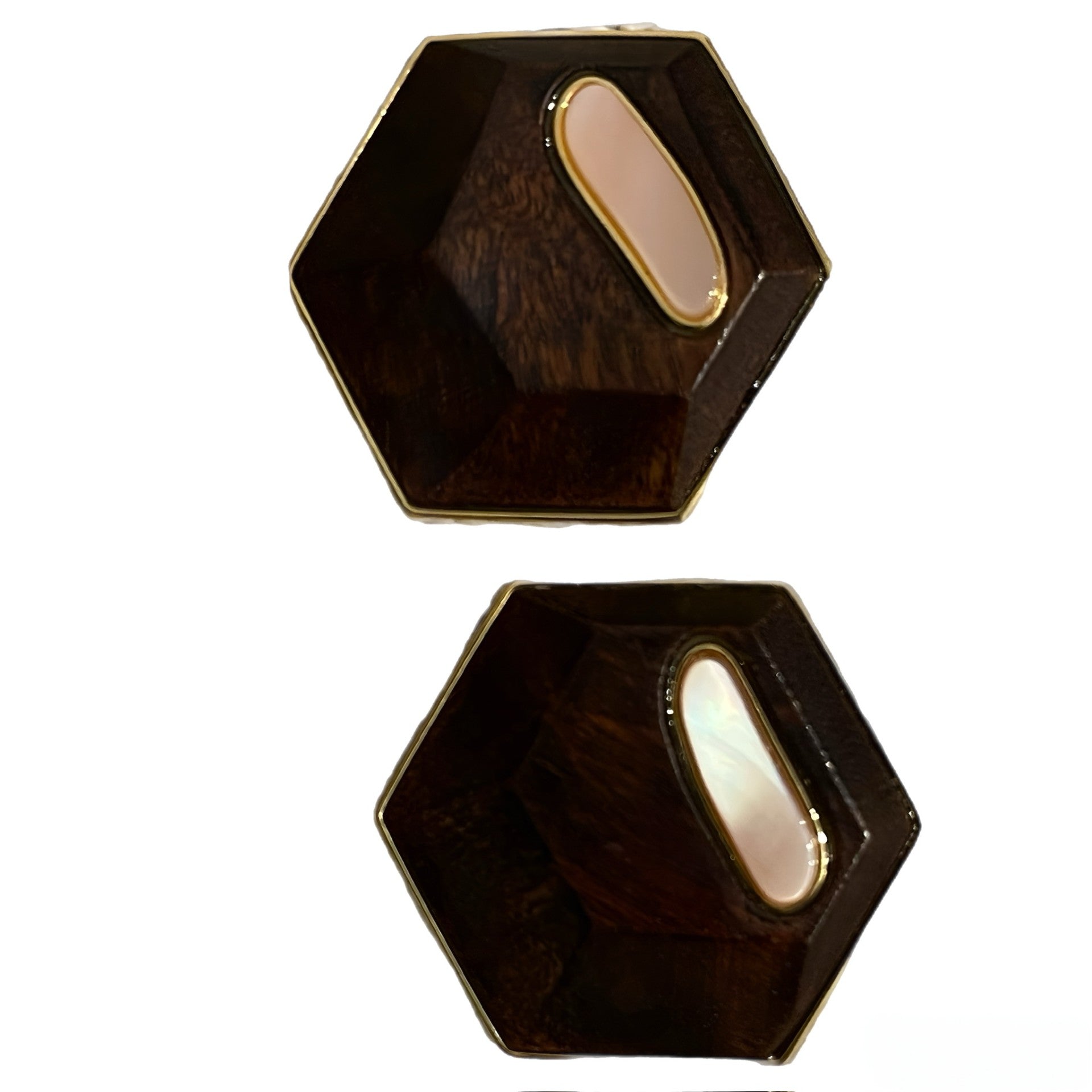 Hexagon Dark Wood Earrings