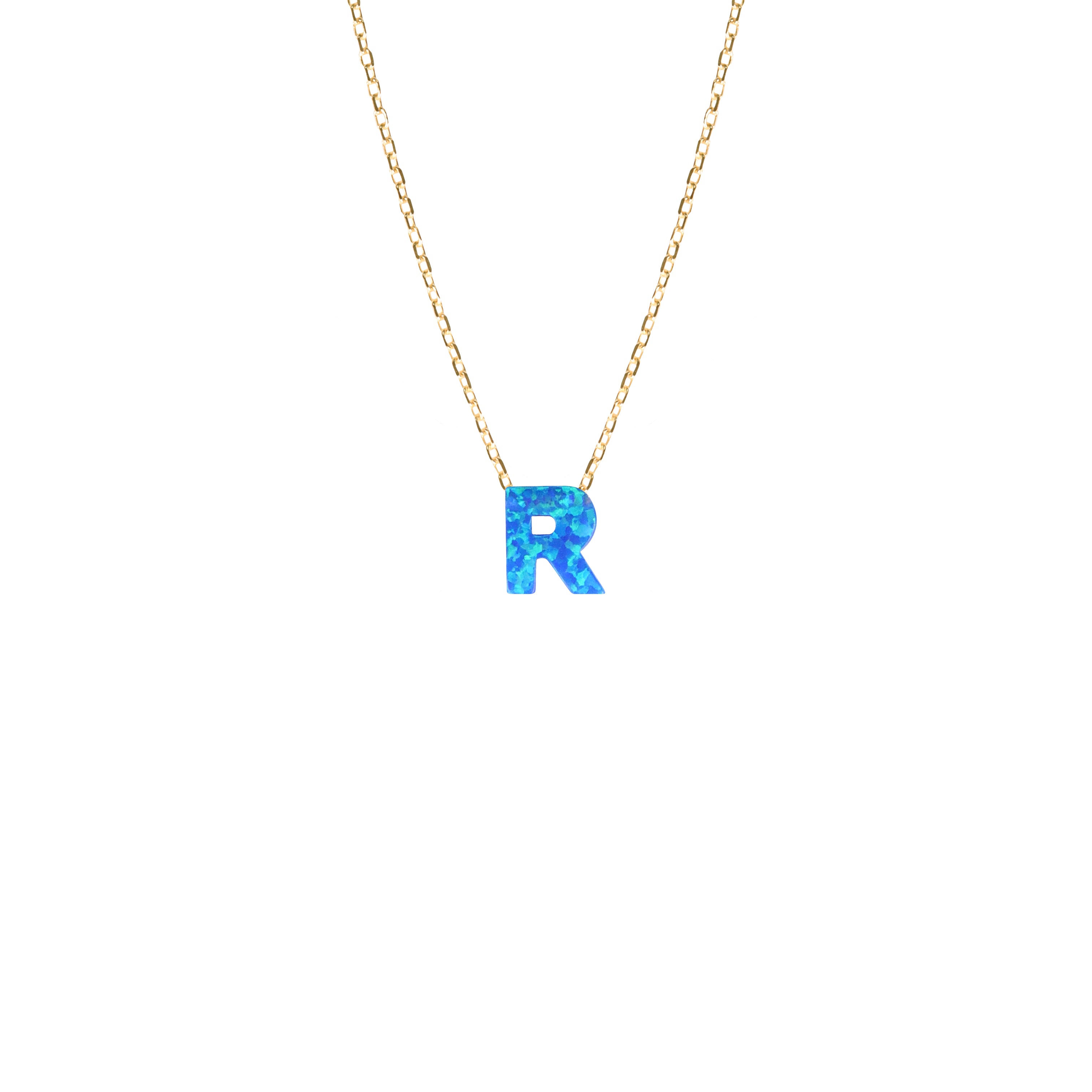 OPALO AZUL INITIAL NECKLACE